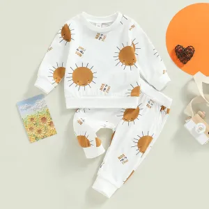Baby Girl/Boy 2Pcs Long Sleeve Sun Print Outfit Set