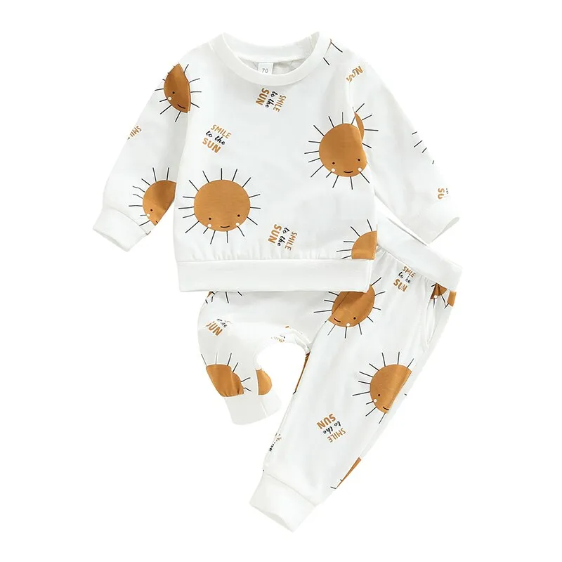 Baby Girl/Boy 2Pcs Long Sleeve Sun Print Outfit Set