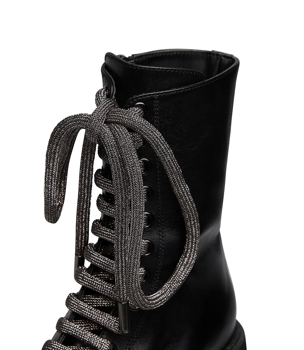 Black leather biker booties