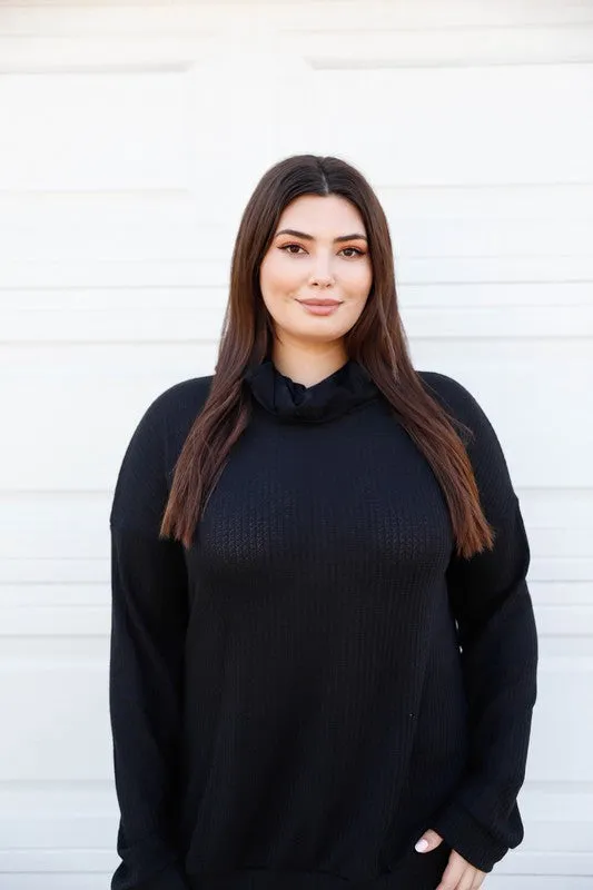 Black Mask Neck Detail Hooded Sweater