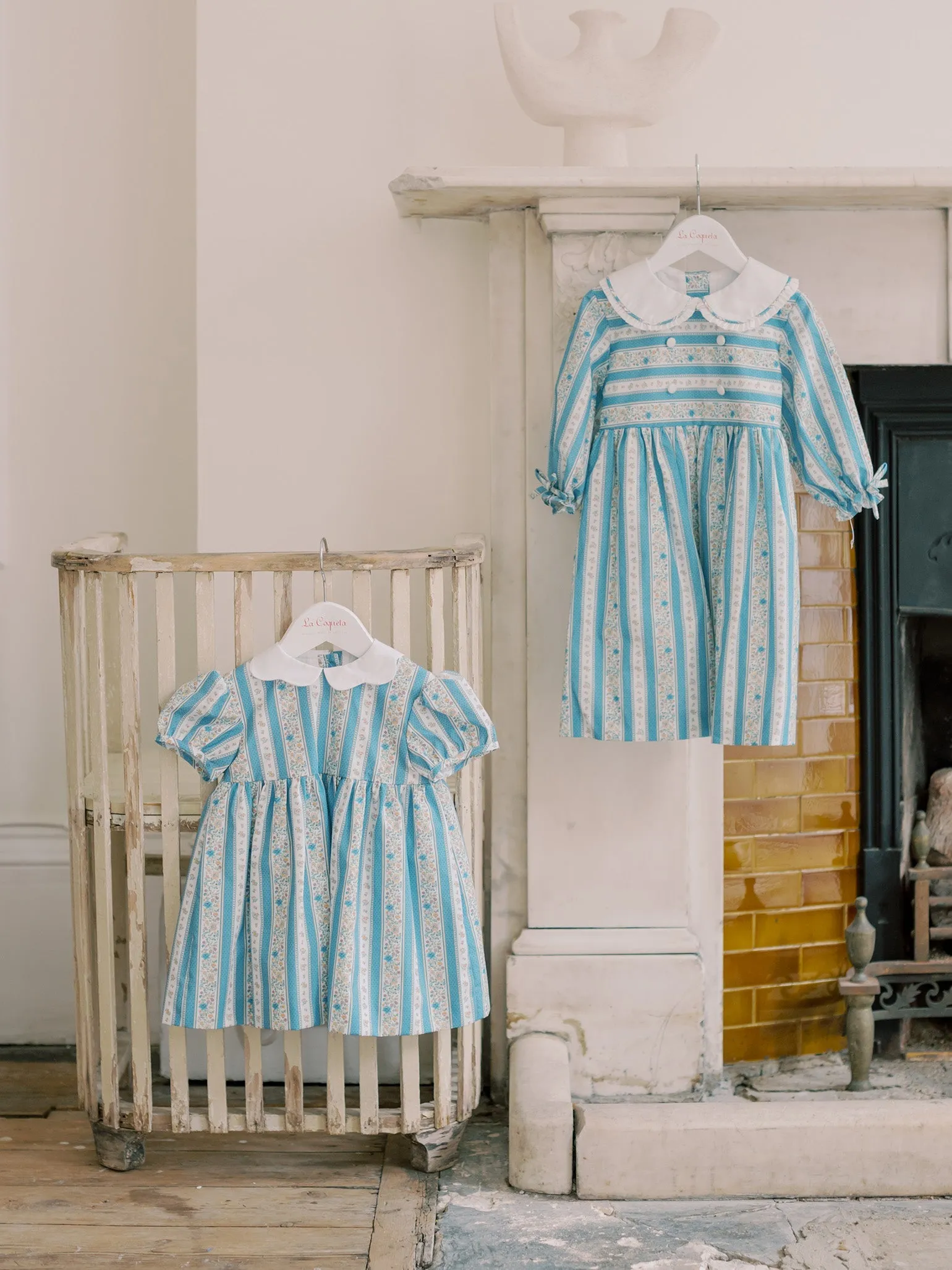 Blue Floral Stripe Provenza Girl Dress