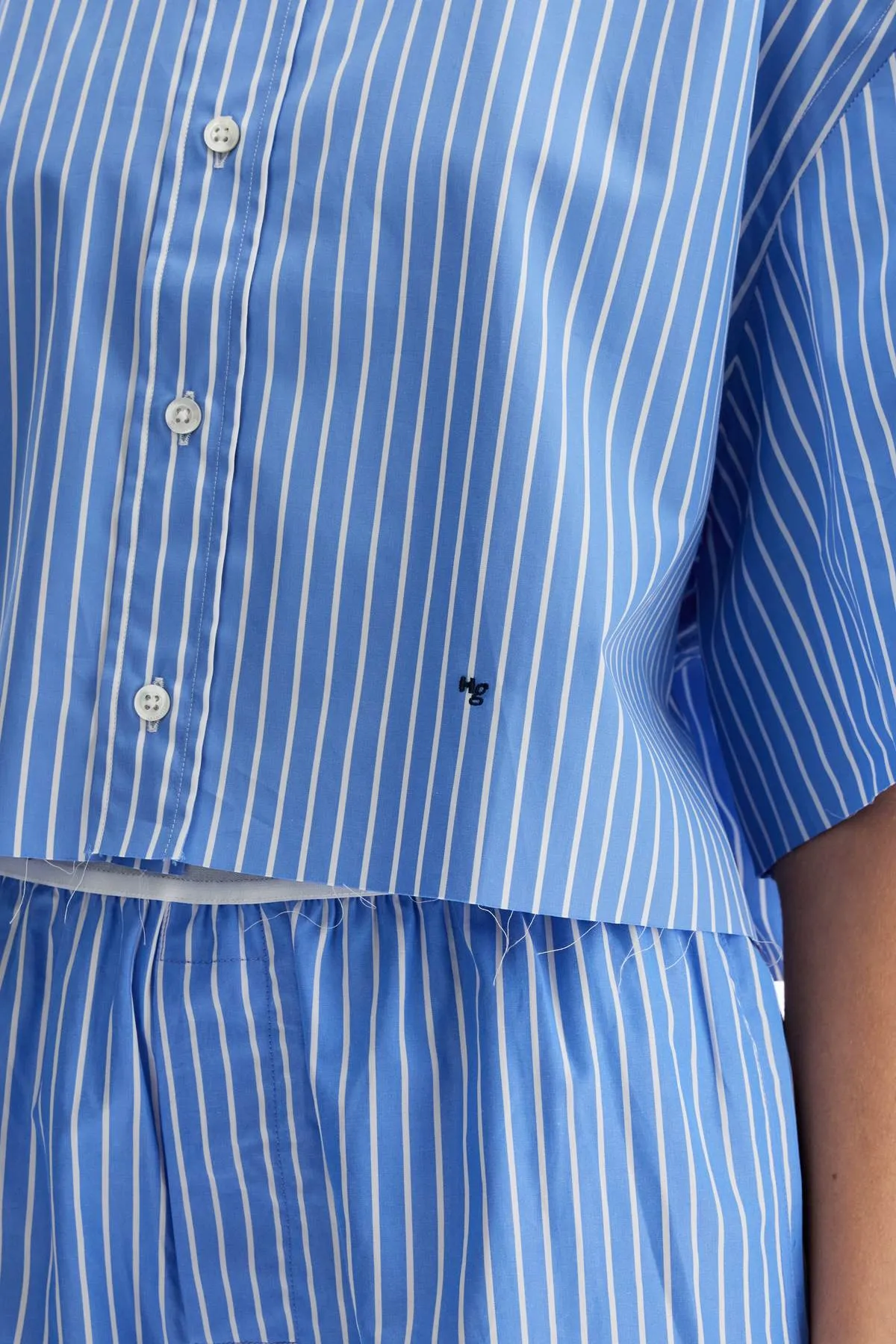 blue striped cotton shirt HGSH020 BLUE STRIPE