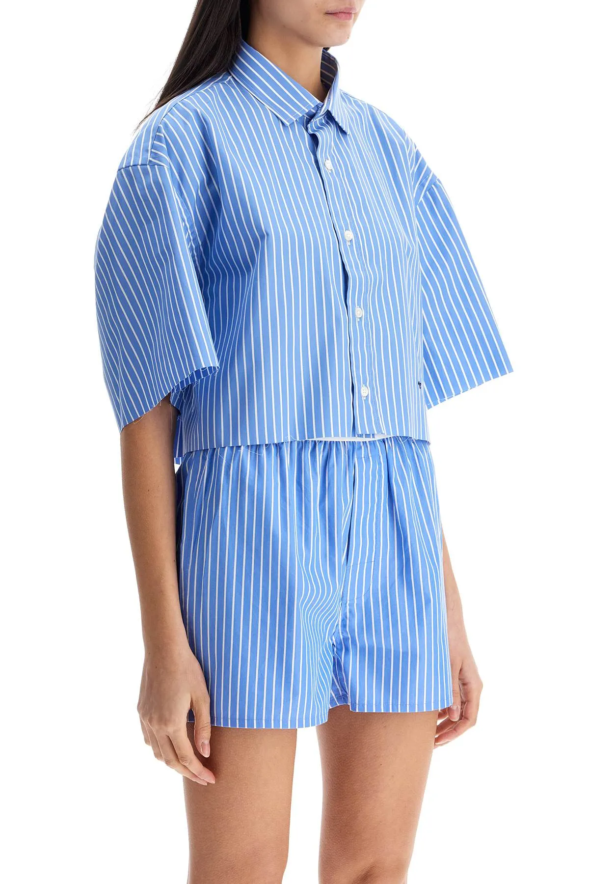 blue striped cotton shirt HGSH020 BLUE STRIPE