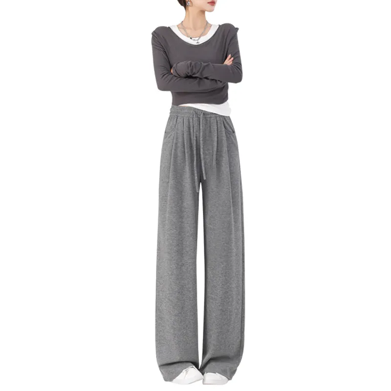 Casual Women Knitted Wide-Leg Trousers