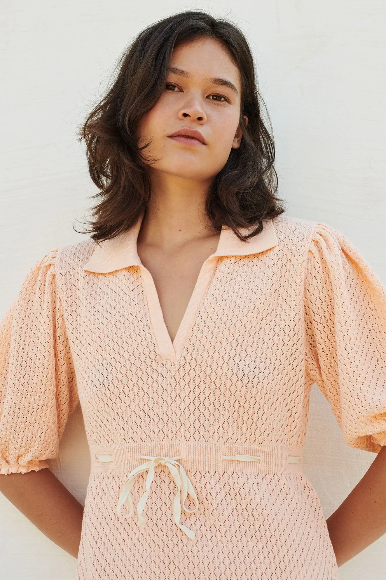 Dress Crochet Woman Soft Apricot