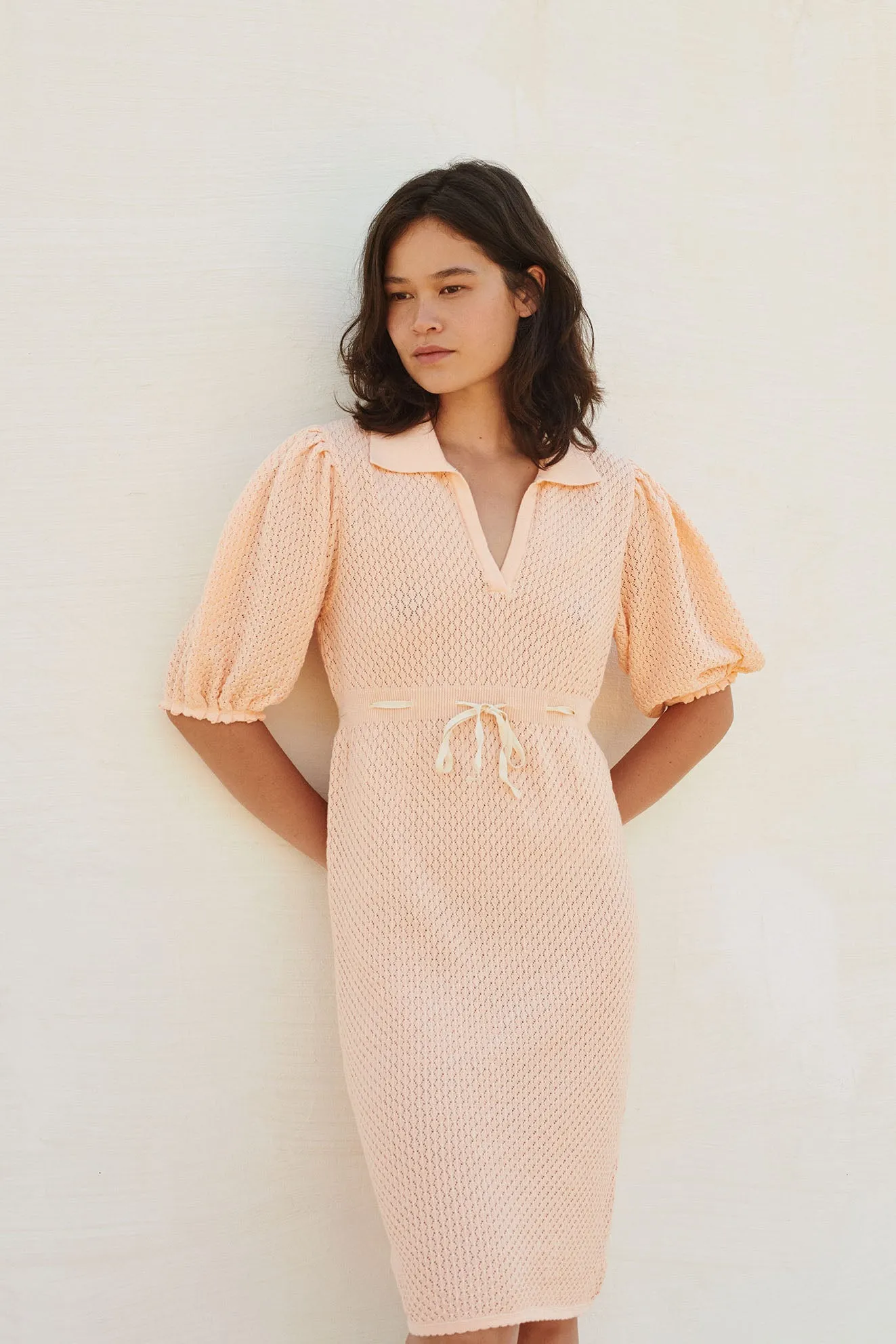 Dress Crochet Woman Soft Apricot