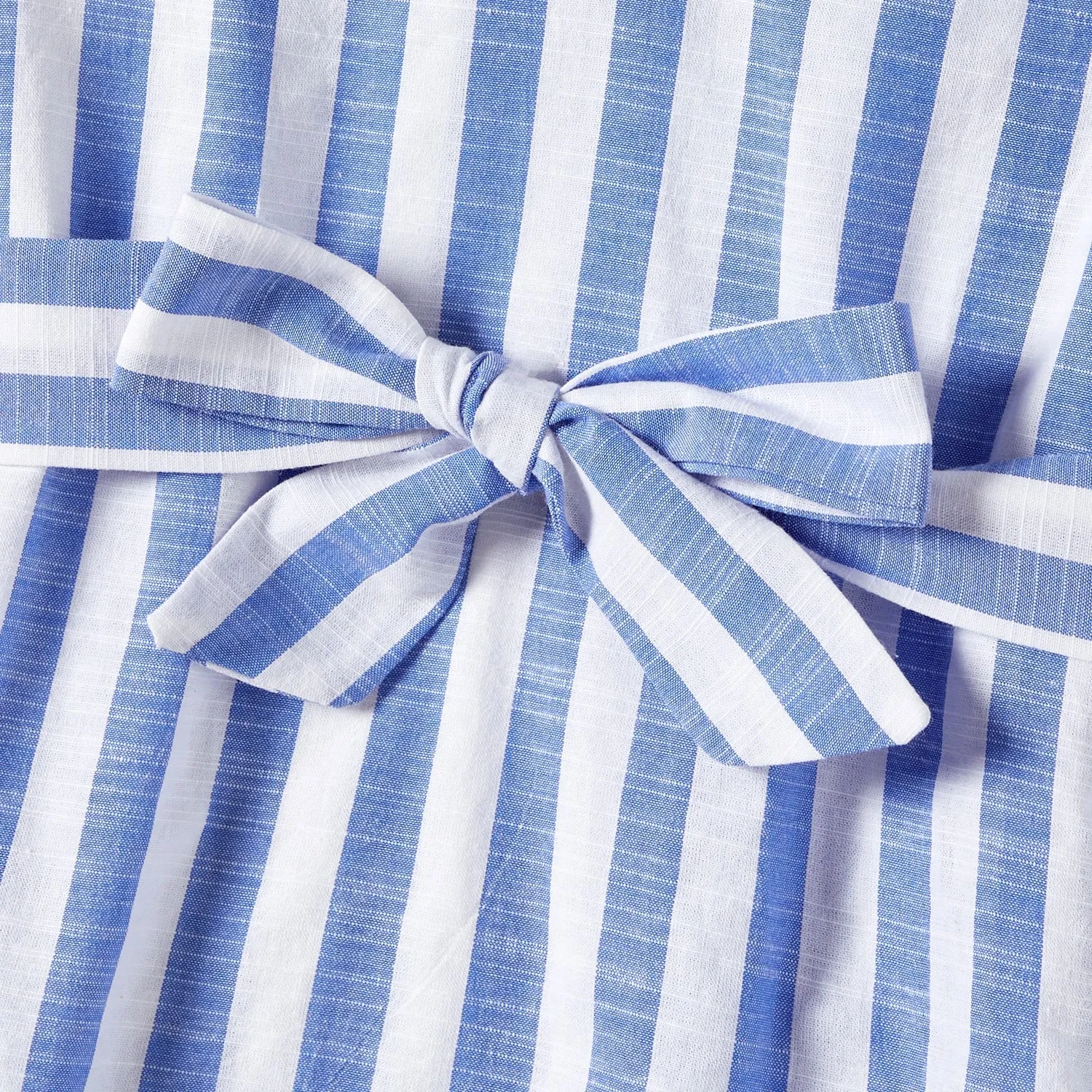 Family Matching Stripe Belted Dresses and 100% Cotton Short-sleeve T-shirts Sets