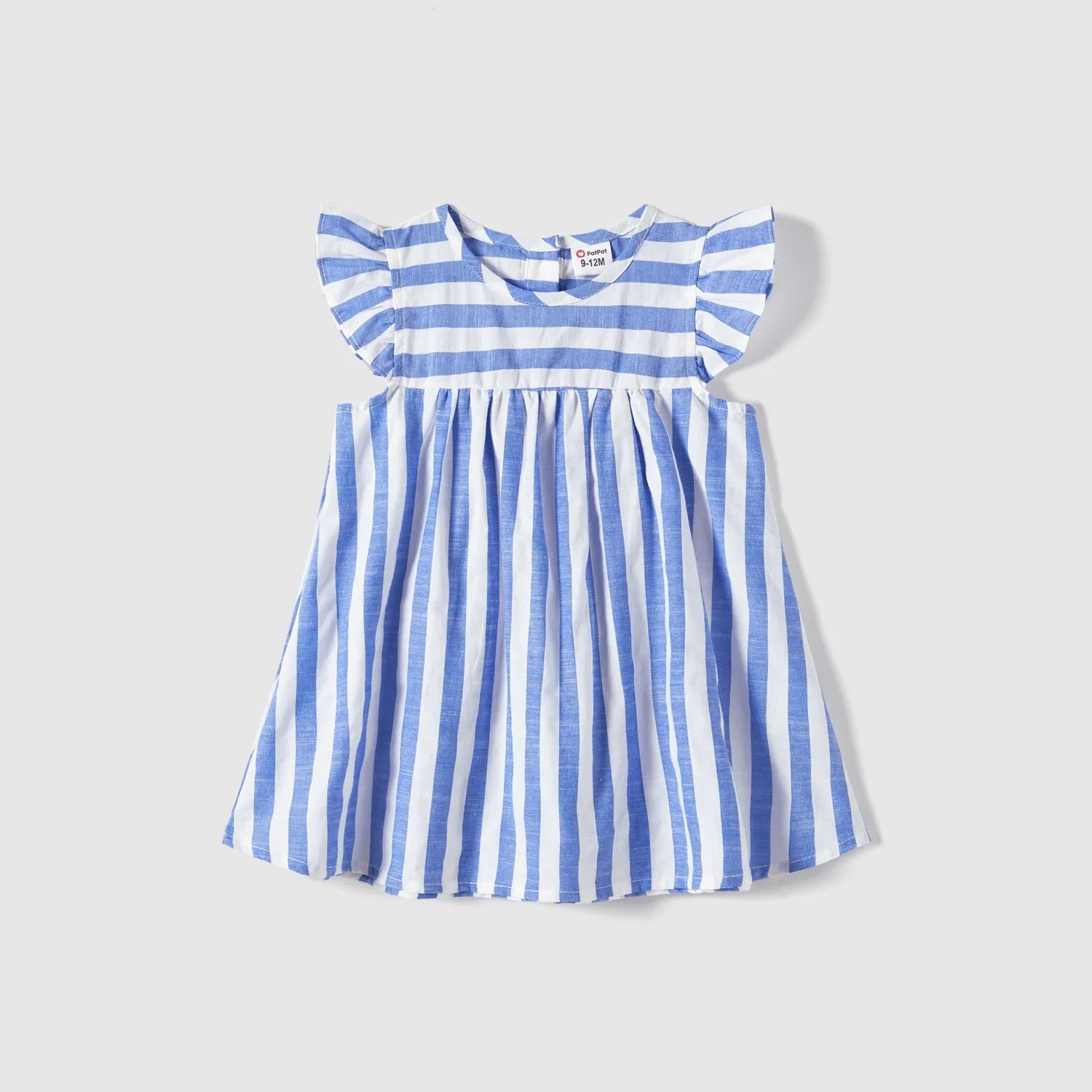 Family Matching Stripe Belted Dresses and 100% Cotton Short-sleeve T-shirts Sets