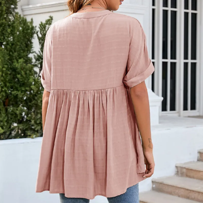 Flounce Hem Semi Formal Shirt
