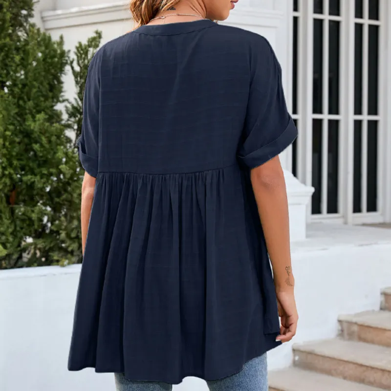 Flounce Hem Semi Formal Shirt