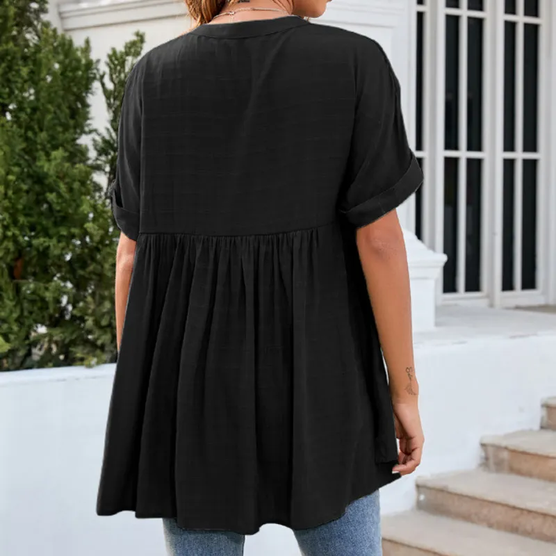 Flounce Hem Semi Formal Shirt