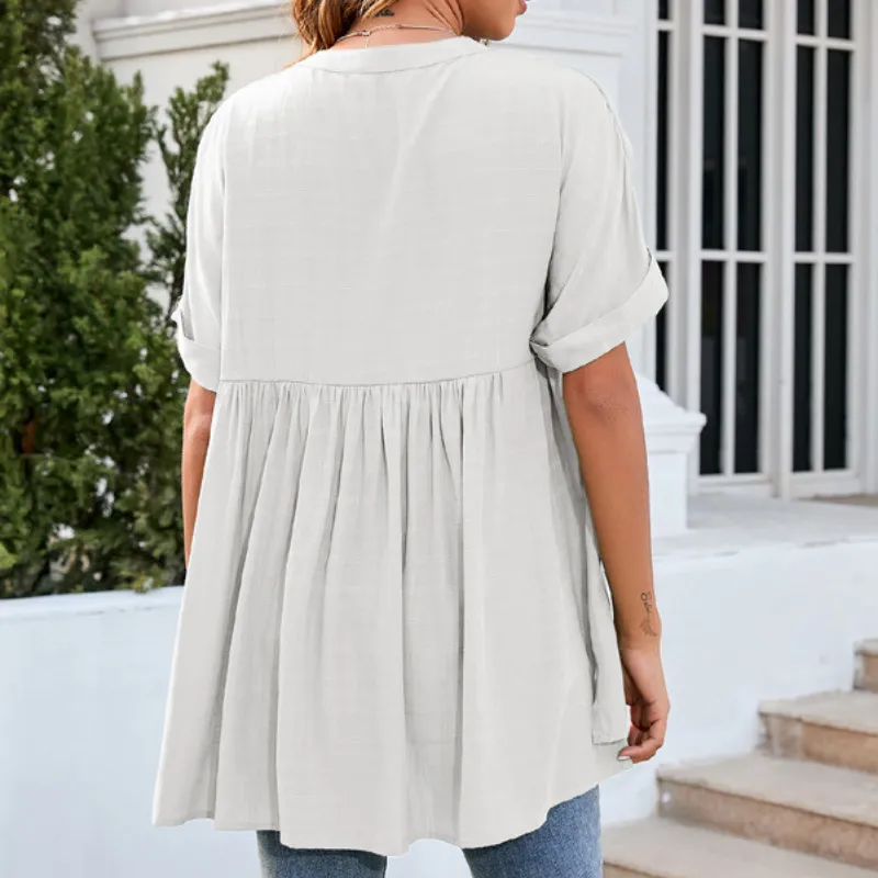 Flounce Hem Semi Formal Shirt