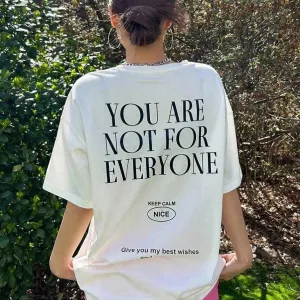 Graphic & Letter Print Crew Neck T-Shirt Women Oversize Cotton Tee for Casual Summer Wear