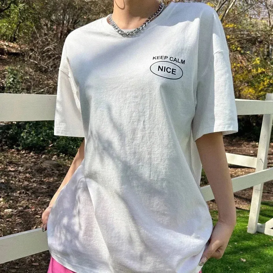 Graphic & Letter Print Crew Neck T-Shirt Women Oversize Cotton Tee for Casual Summer Wear
