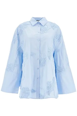 light blue cotton shirt with embossed floral pattern 1135232322 SKYWAY (BLUE)