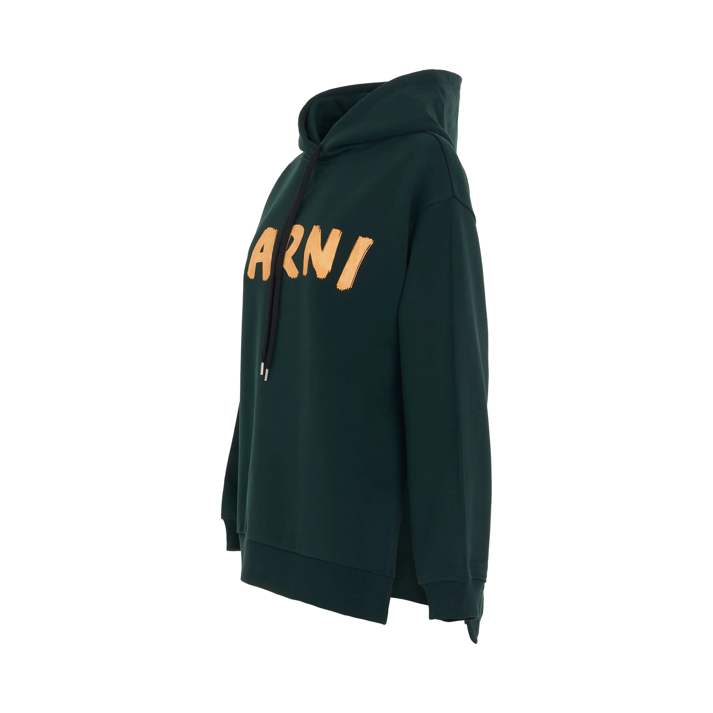 Logo Printed Hoodie in Spherical Green
