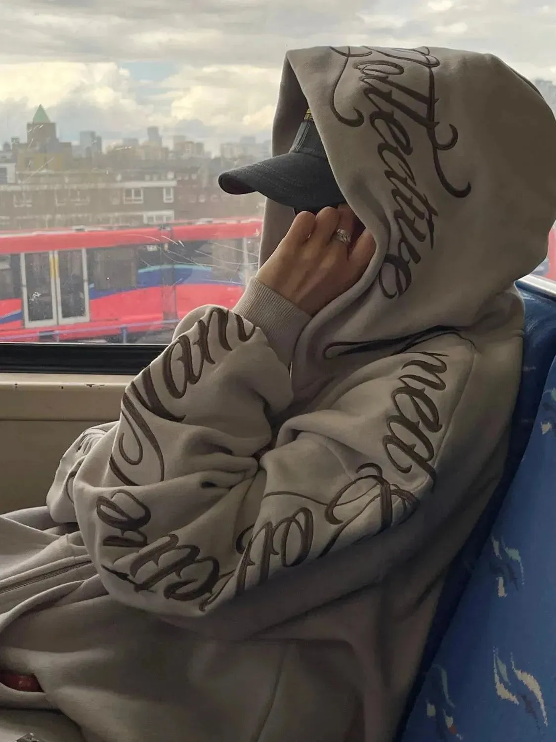 Men's Embroidered Letter Long Sleeve Hoodie