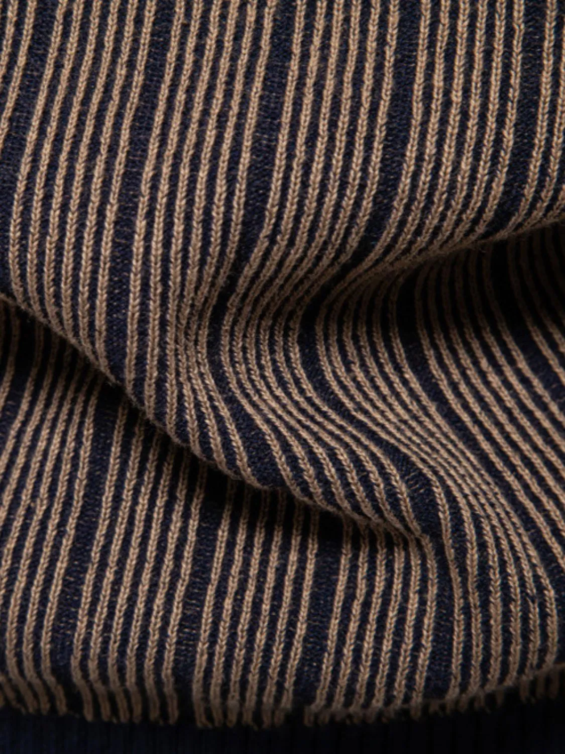 Men's Mock Neck Contrast Striped Sweater
