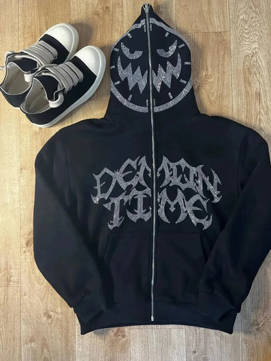 Men's Rhinestone Letter Long Sleeve Hoodie