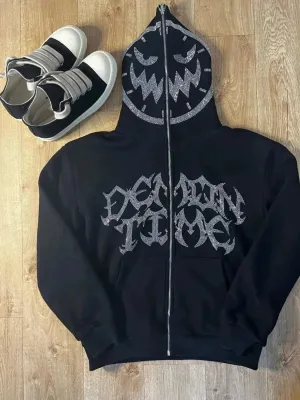 Men's Rhinestone Letter Long Sleeve Hoodie