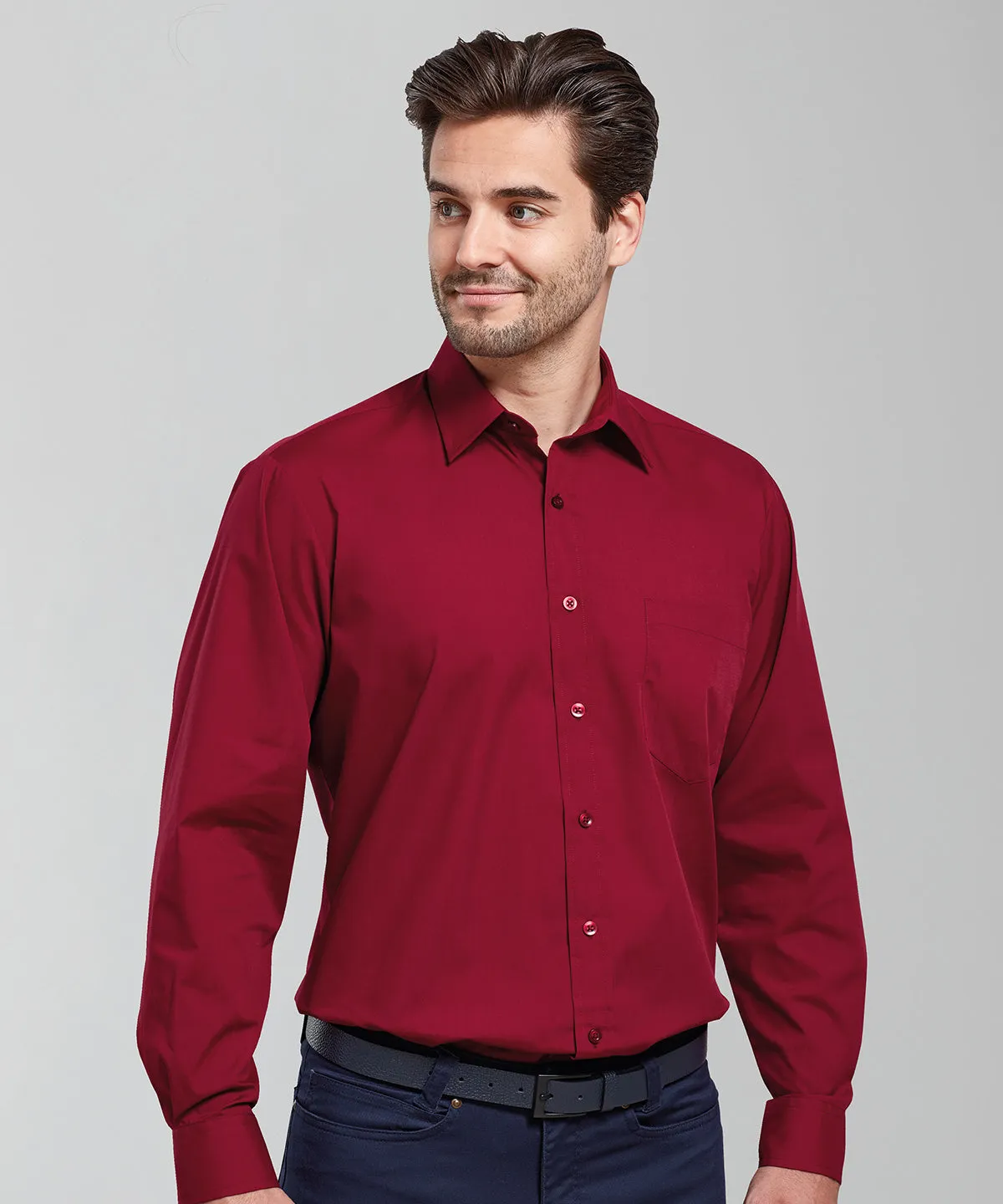 Natural - Long sleeve poplin shirt