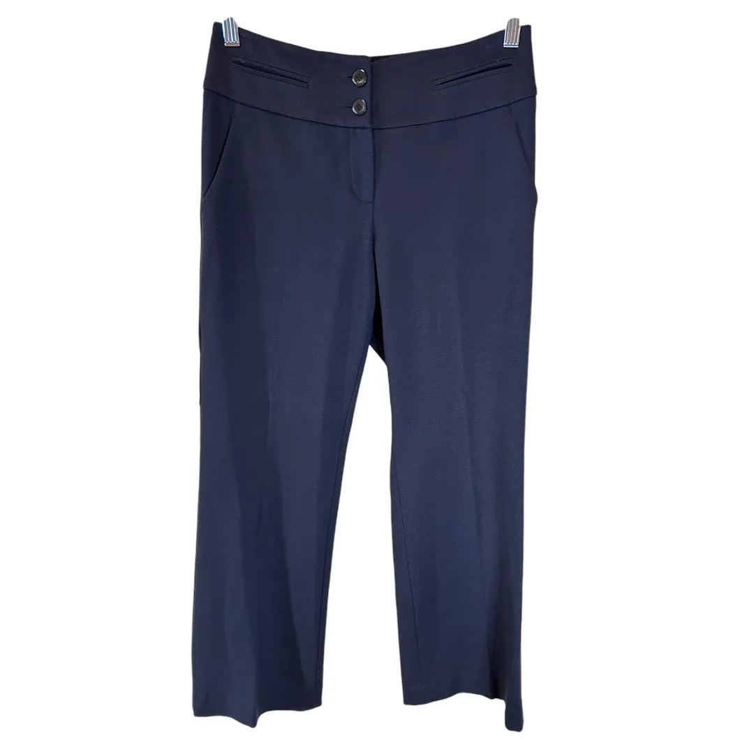 Navy Blue Professional Dress Pants with Button Detail