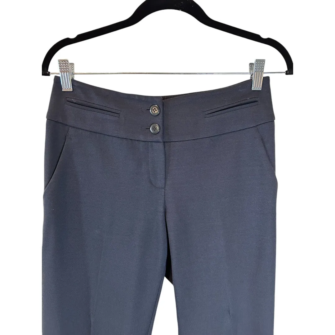 Navy Blue Professional Dress Pants with Button Detail