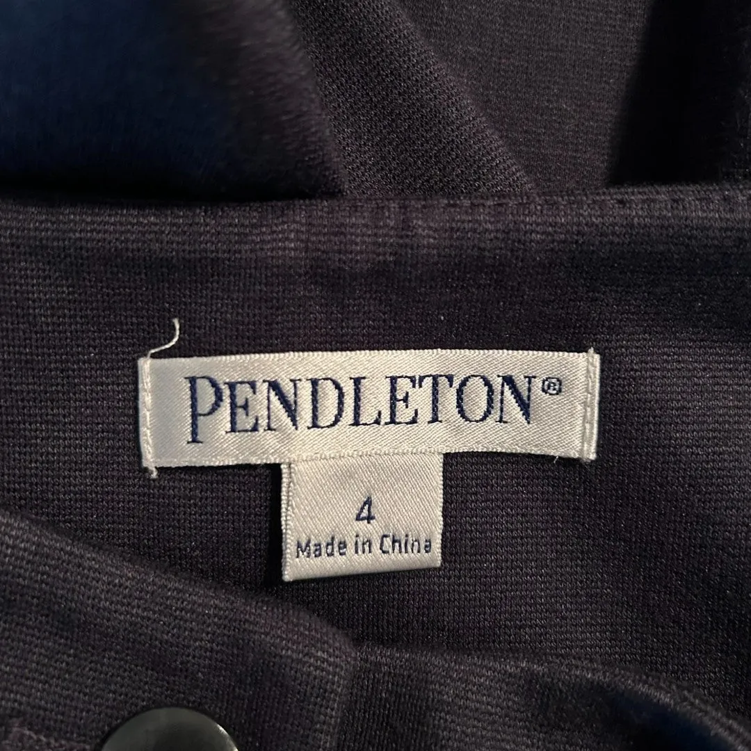 Navy Blue Professional Dress Pants with Button Detail