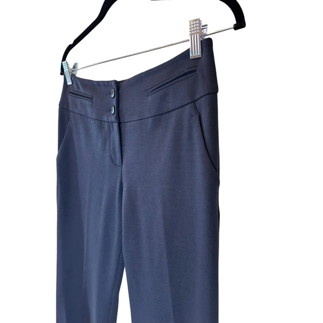 Navy Blue Professional Dress Pants with Button Detail