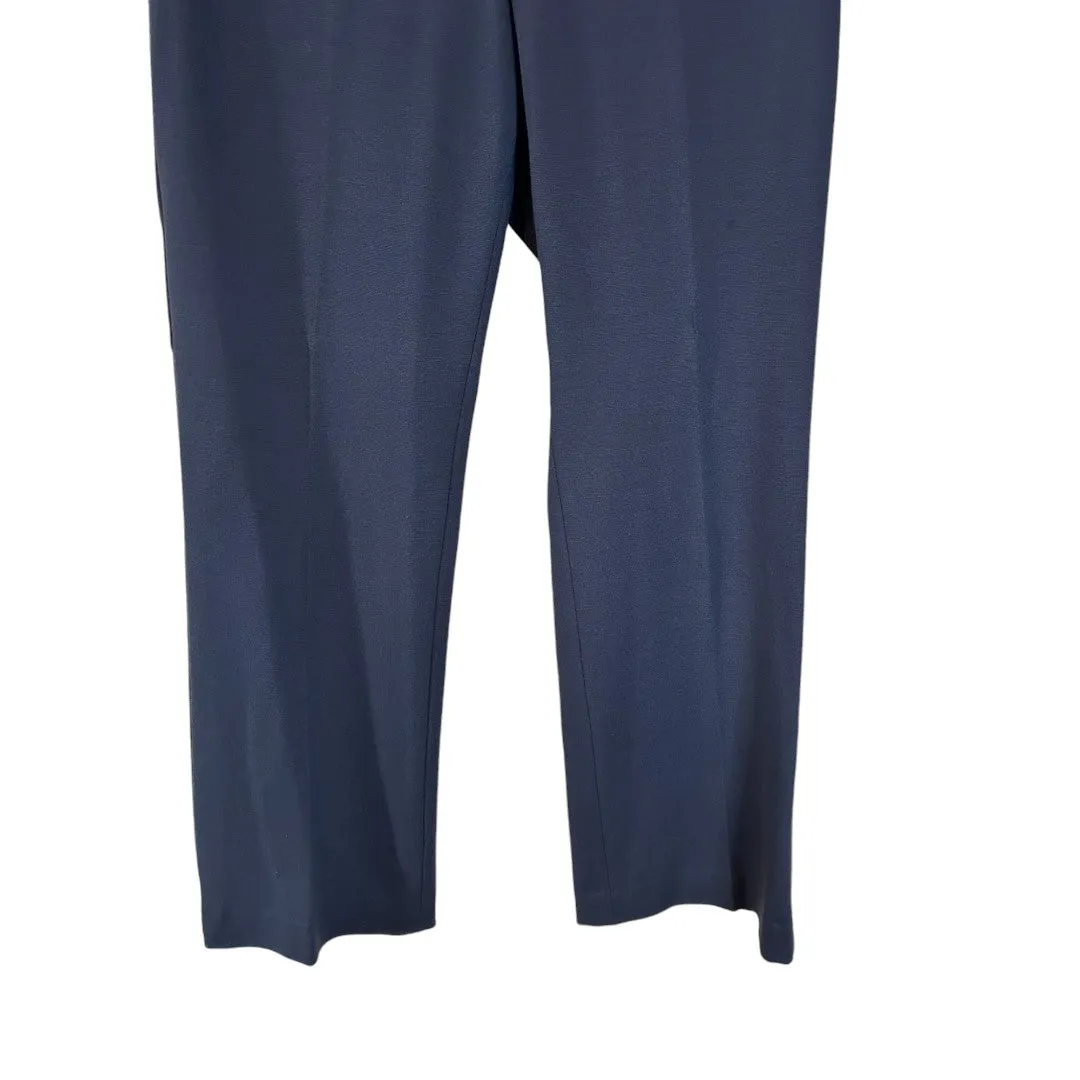 Navy Blue Professional Dress Pants with Button Detail