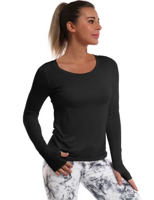 Open Back Long Sleeve Tops black_Tall Size