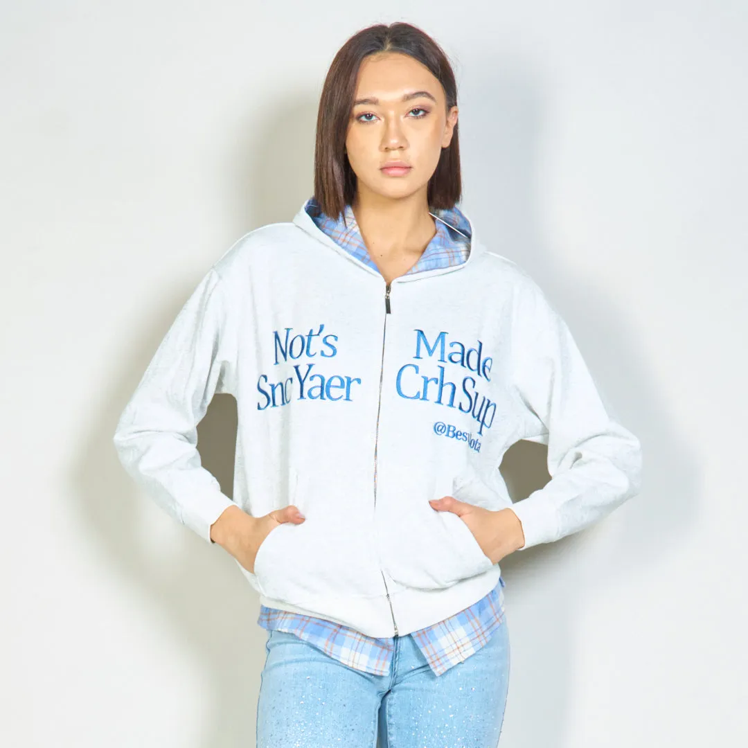 Plaid hooded zip-up sweatshirt wholesale