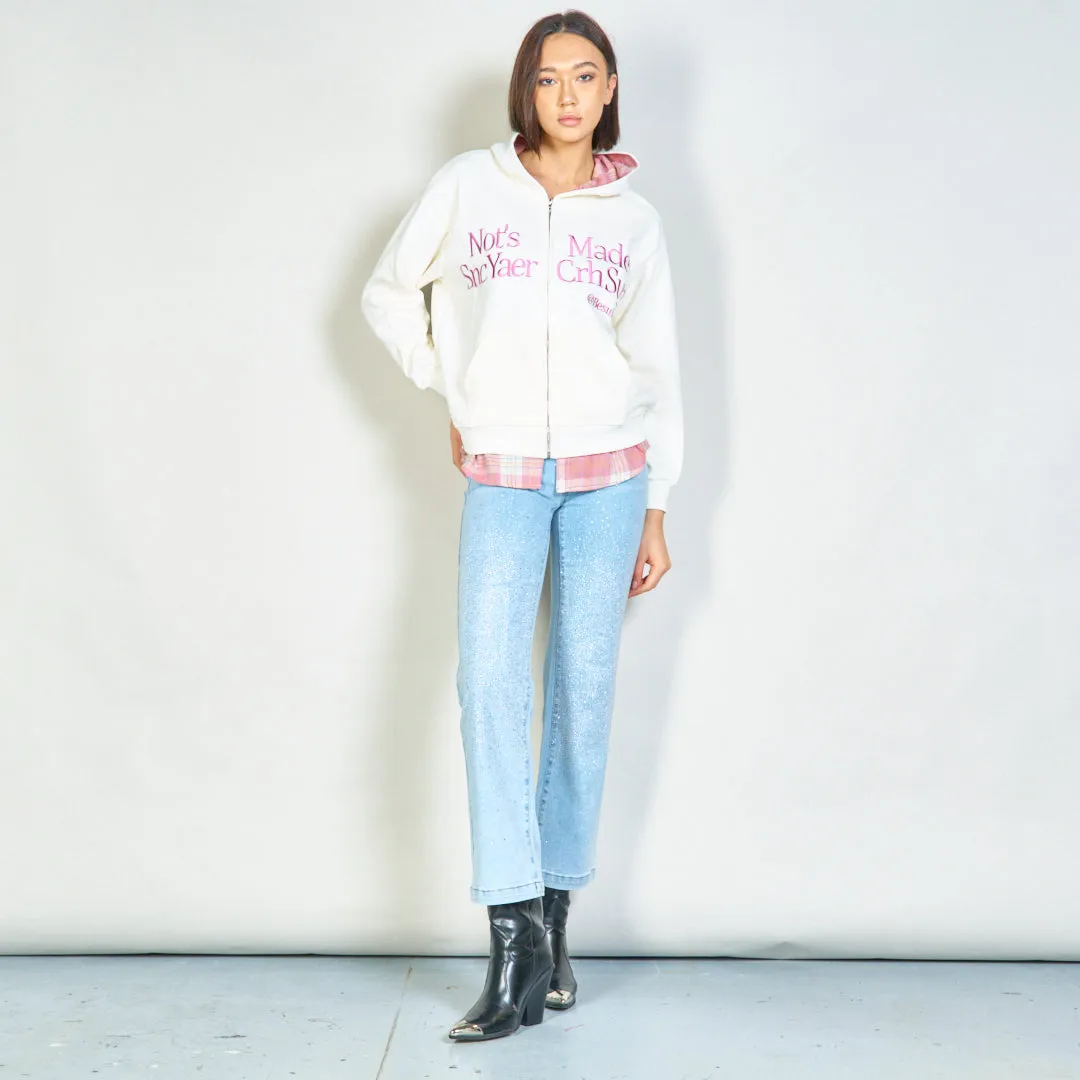 Plaid hooded zip-up sweatshirt wholesale