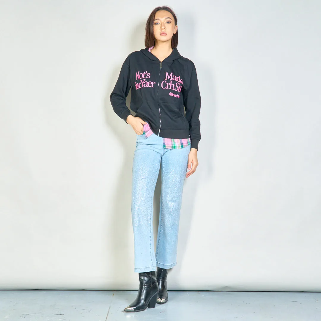 Plaid hooded zip-up sweatshirt wholesale