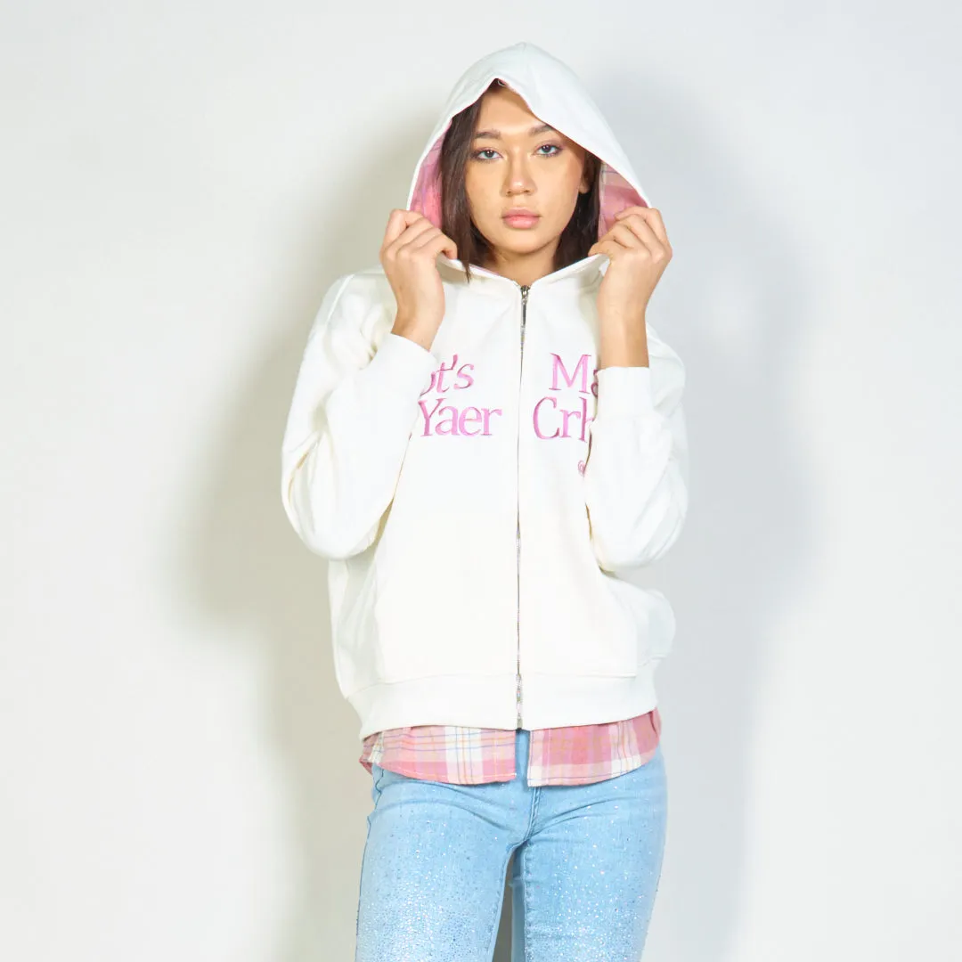 Plaid hooded zip-up sweatshirt wholesale