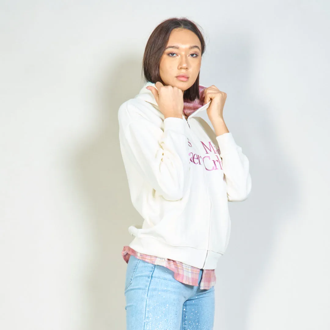 Plaid hooded zip-up sweatshirt wholesale