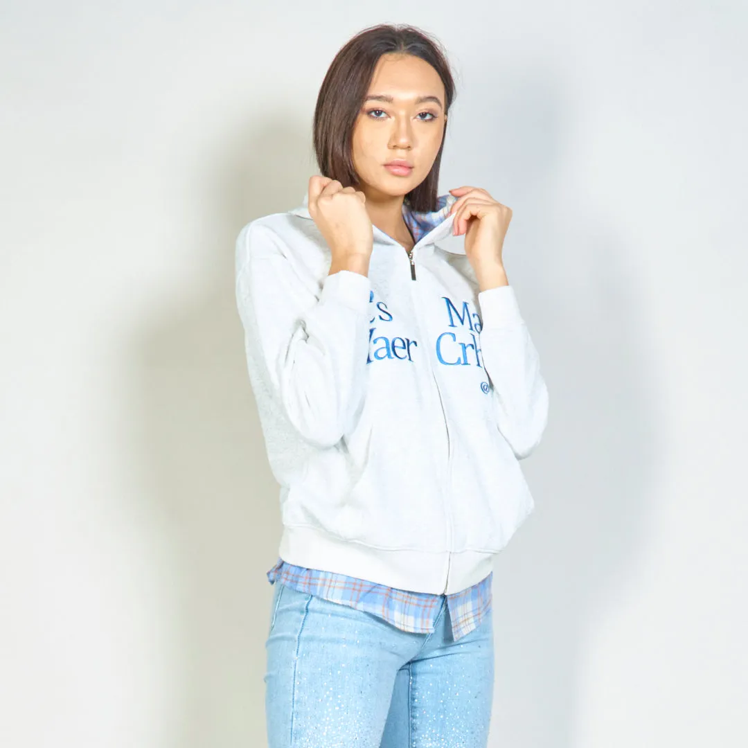 Plaid hooded zip-up sweatshirt wholesale