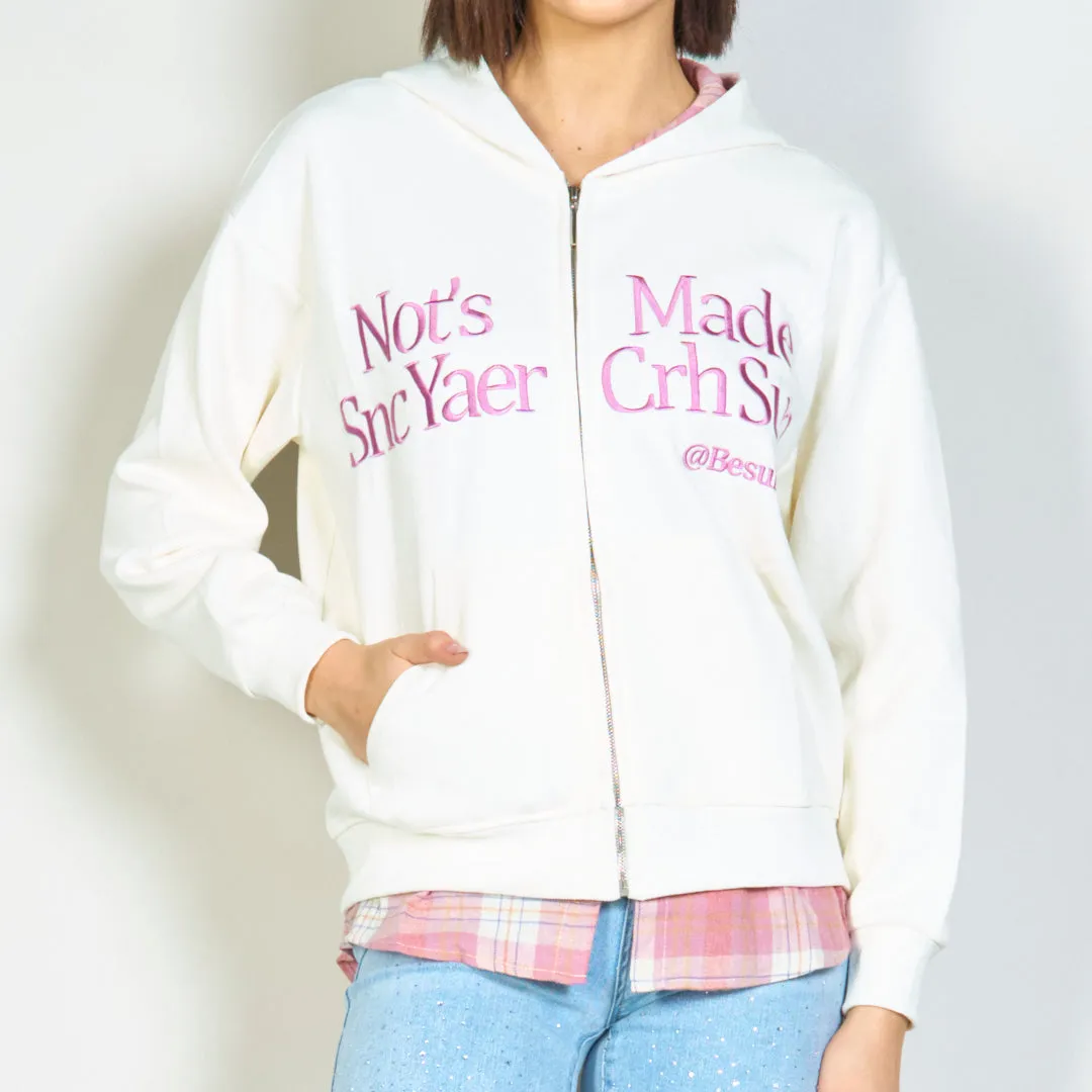 Plaid hooded zip-up sweatshirt wholesale