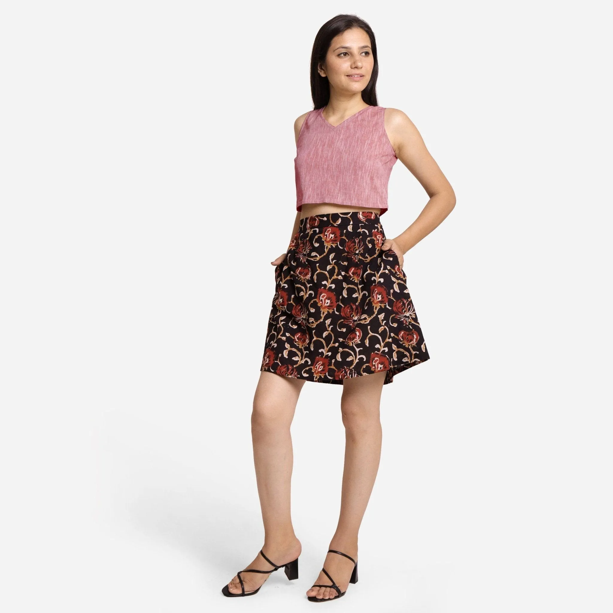 Purple Yarn Dyed Cotton Sleeveless Crop Top