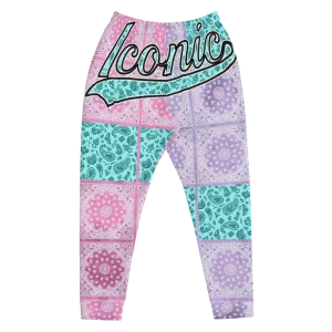 ROYAL ICONIC | Bandana Flag Patchwork Tie Dye Acid Wash Aether Pour Unisex Jogger Sweatpant HueMan Gang Half N' Half Pink Purple