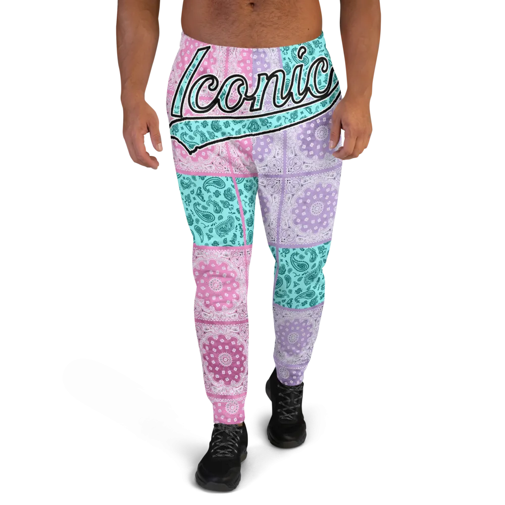 ROYAL ICONIC | Bandana Flag Patchwork Tie Dye Acid Wash Aether Pour Unisex Jogger Sweatpant HueMan Gang Half N' Half Pink Purple