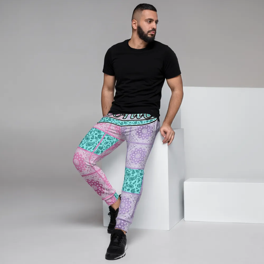 ROYAL ICONIC | Bandana Flag Patchwork Tie Dye Acid Wash Aether Pour Unisex Jogger Sweatpant HueMan Gang Half N' Half Pink Purple