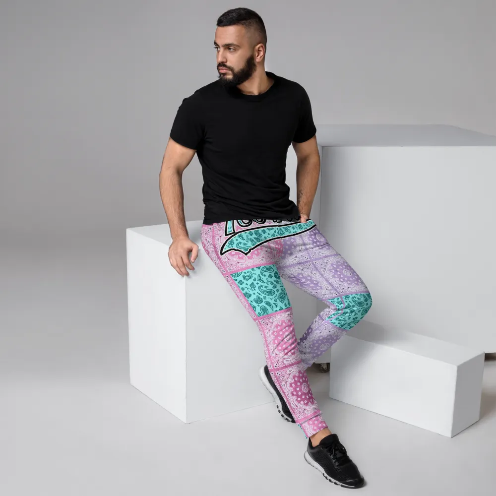 ROYAL ICONIC | Bandana Flag Patchwork Tie Dye Acid Wash Aether Pour Unisex Jogger Sweatpant HueMan Gang Half N' Half Pink Purple