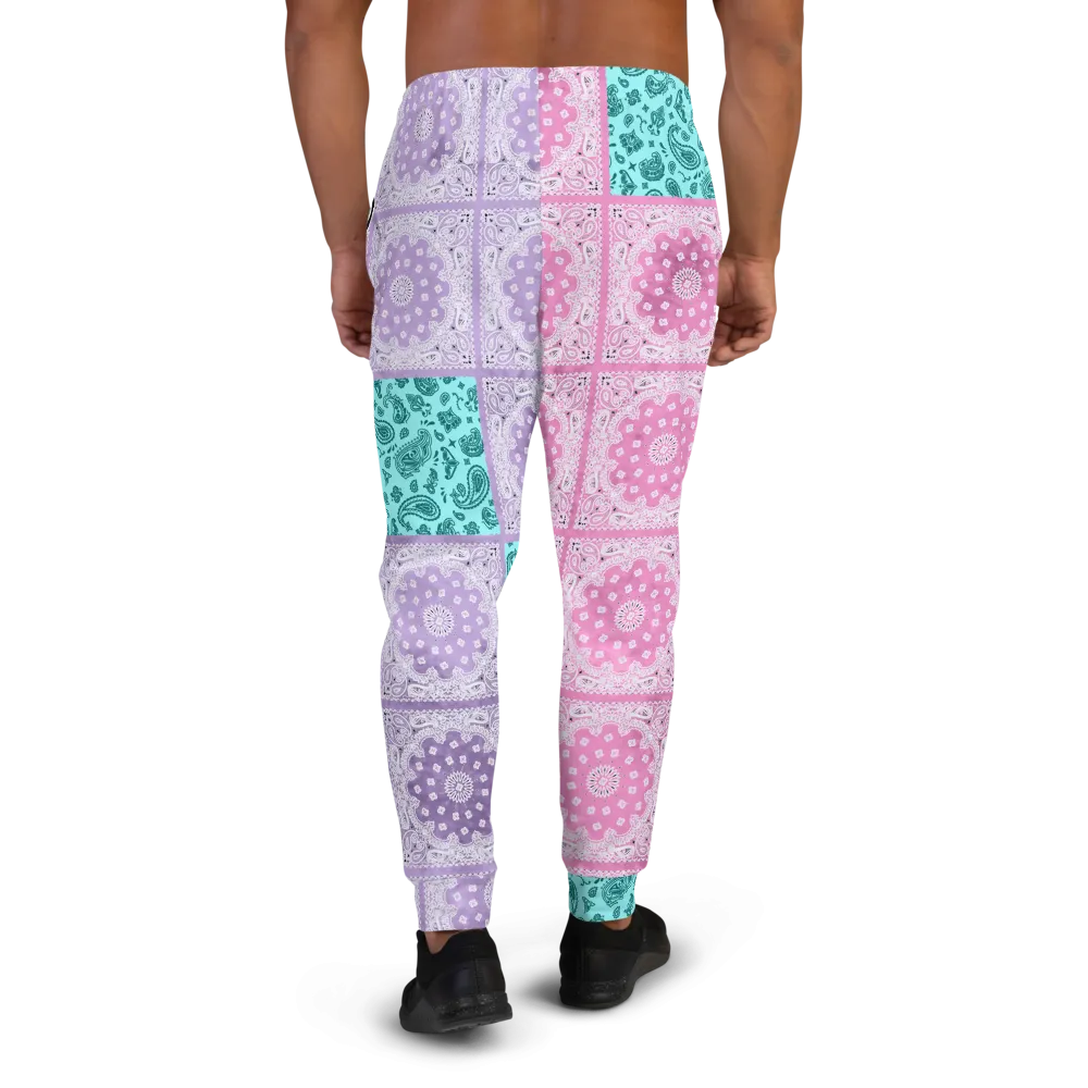 ROYAL ICONIC | Bandana Flag Patchwork Tie Dye Acid Wash Aether Pour Unisex Jogger Sweatpant HueMan Gang Half N' Half Pink Purple