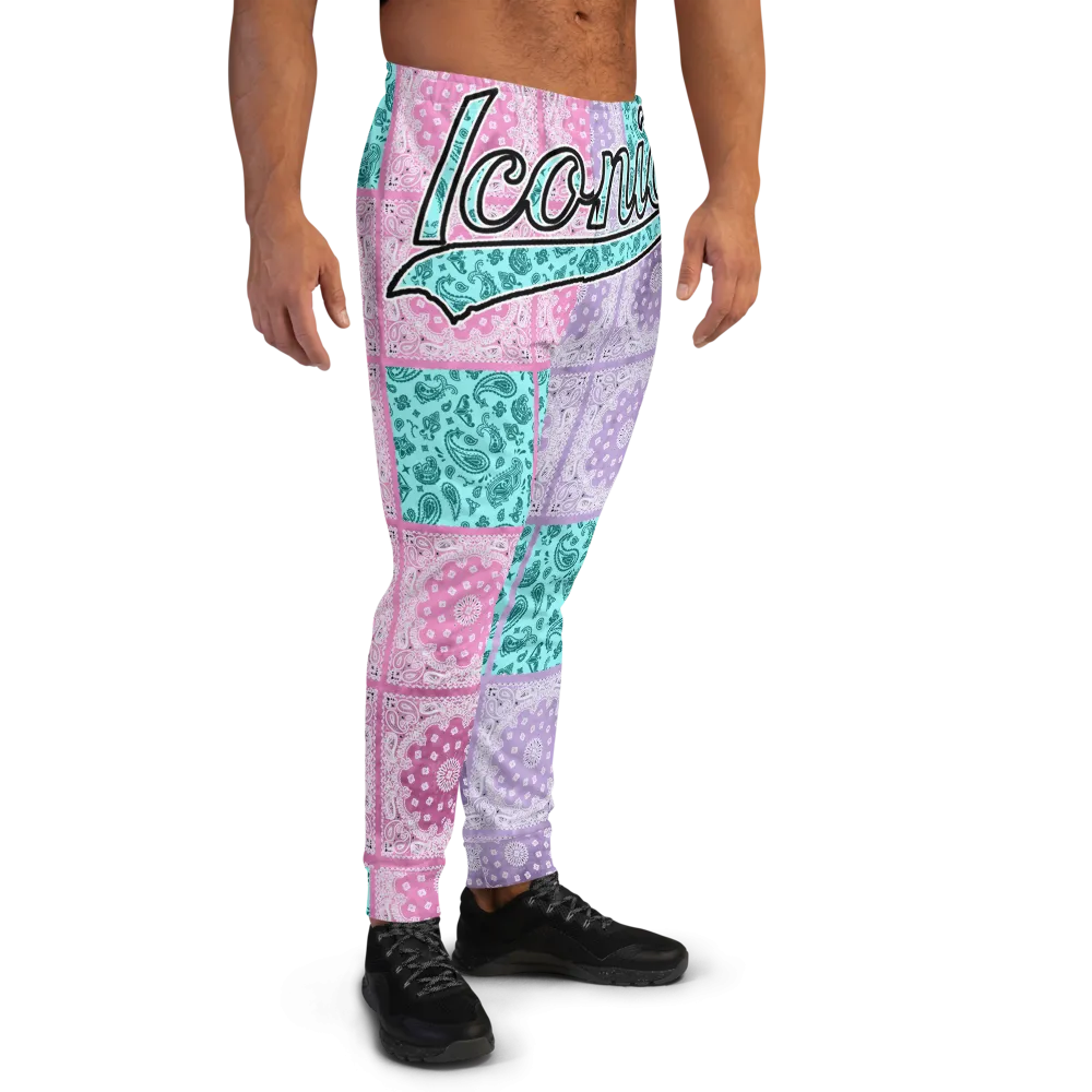 ROYAL ICONIC | Bandana Flag Patchwork Tie Dye Acid Wash Aether Pour Unisex Jogger Sweatpant HueMan Gang Half N' Half Pink Purple