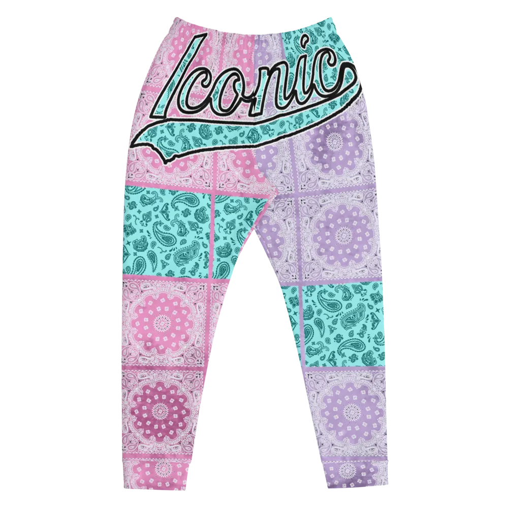 ROYAL ICONIC | Bandana Flag Patchwork Tie Dye Acid Wash Aether Pour Unisex Jogger Sweatpant HueMan Gang Half N' Half Pink Purple