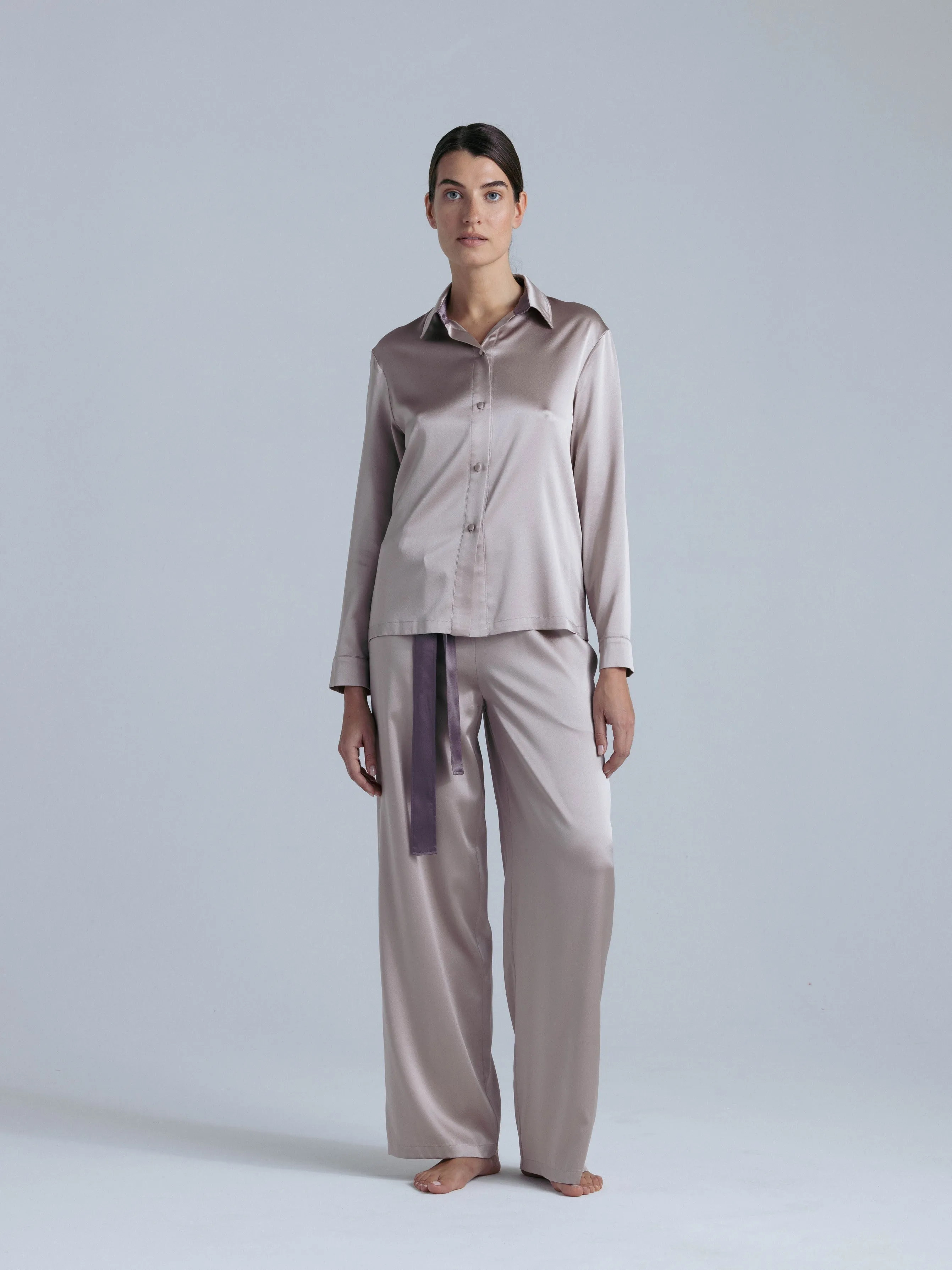 Silk Button Down Shirt 'Fortune Tyche' in Champagne Pink