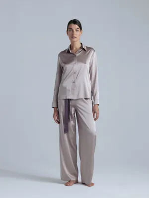 Silk Button Down Shirt 'Fortune Tyche' in Champagne Pink