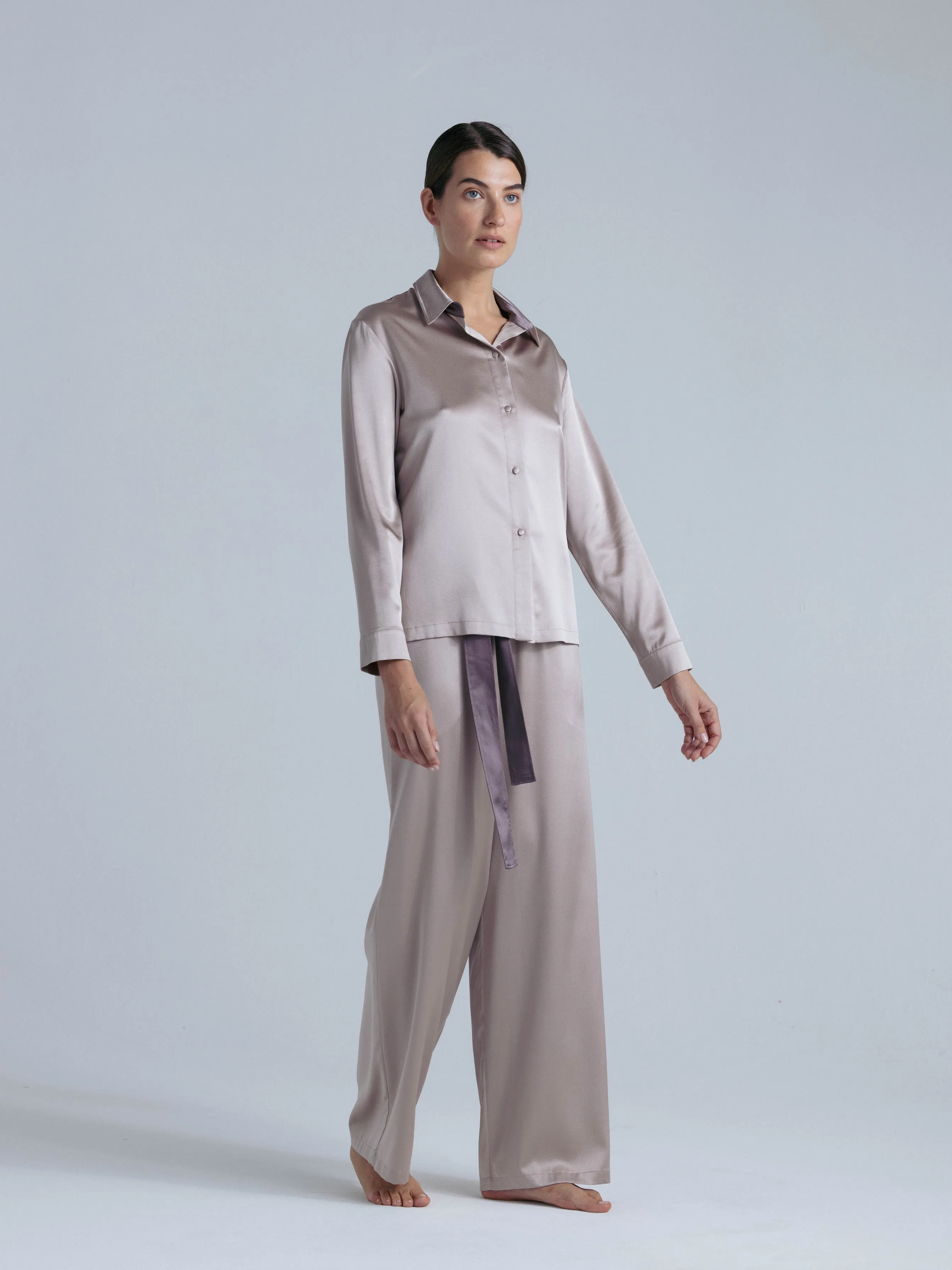 Silk Button Down Shirt 'Fortune Tyche' in Champagne Pink