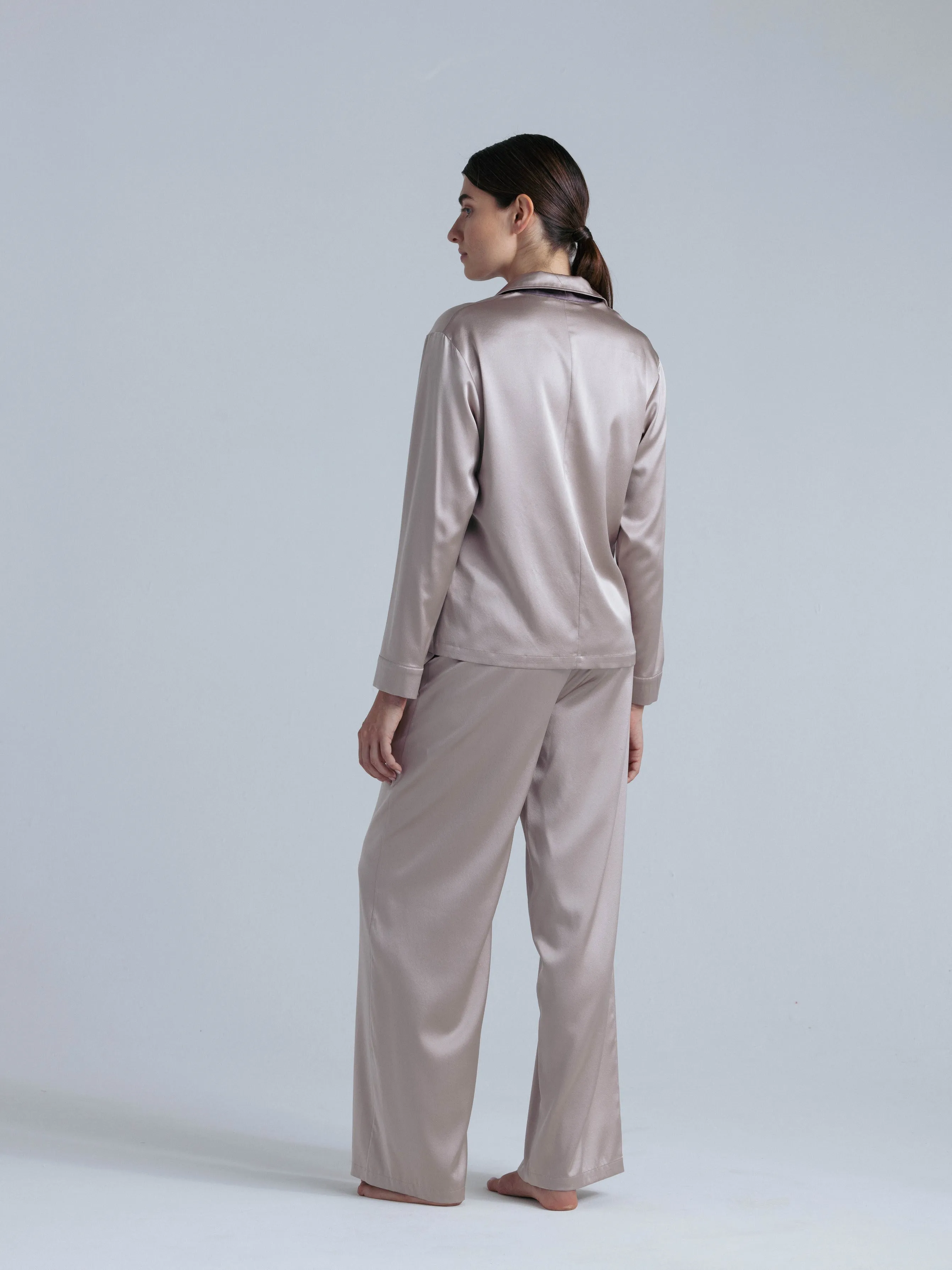 Silk Button Down Shirt 'Fortune Tyche' in Champagne Pink